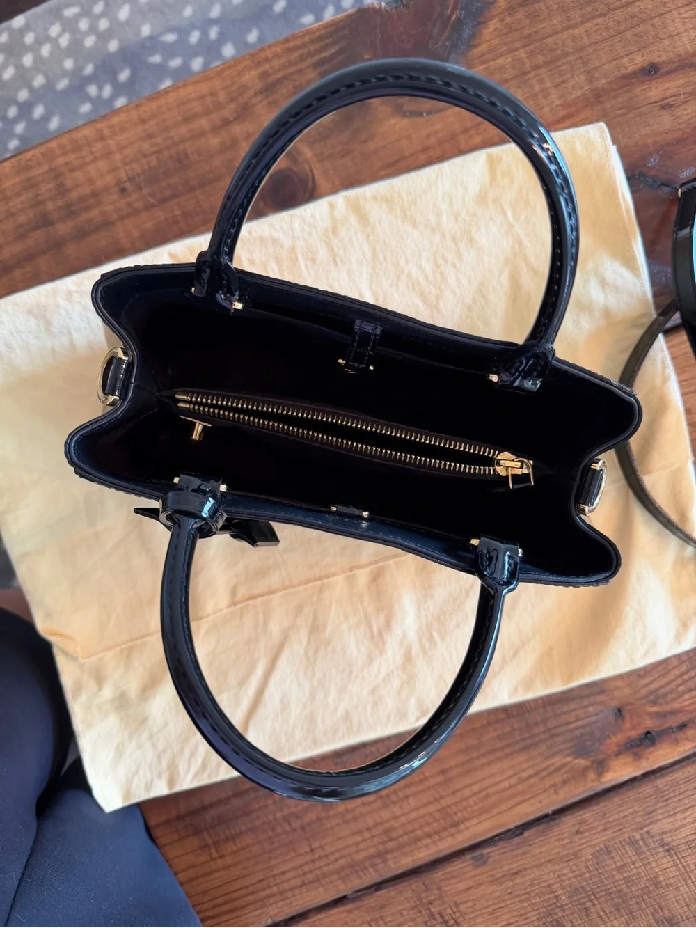Louis Vuitton Montaigne Vernis Black Patent Leather Satchel